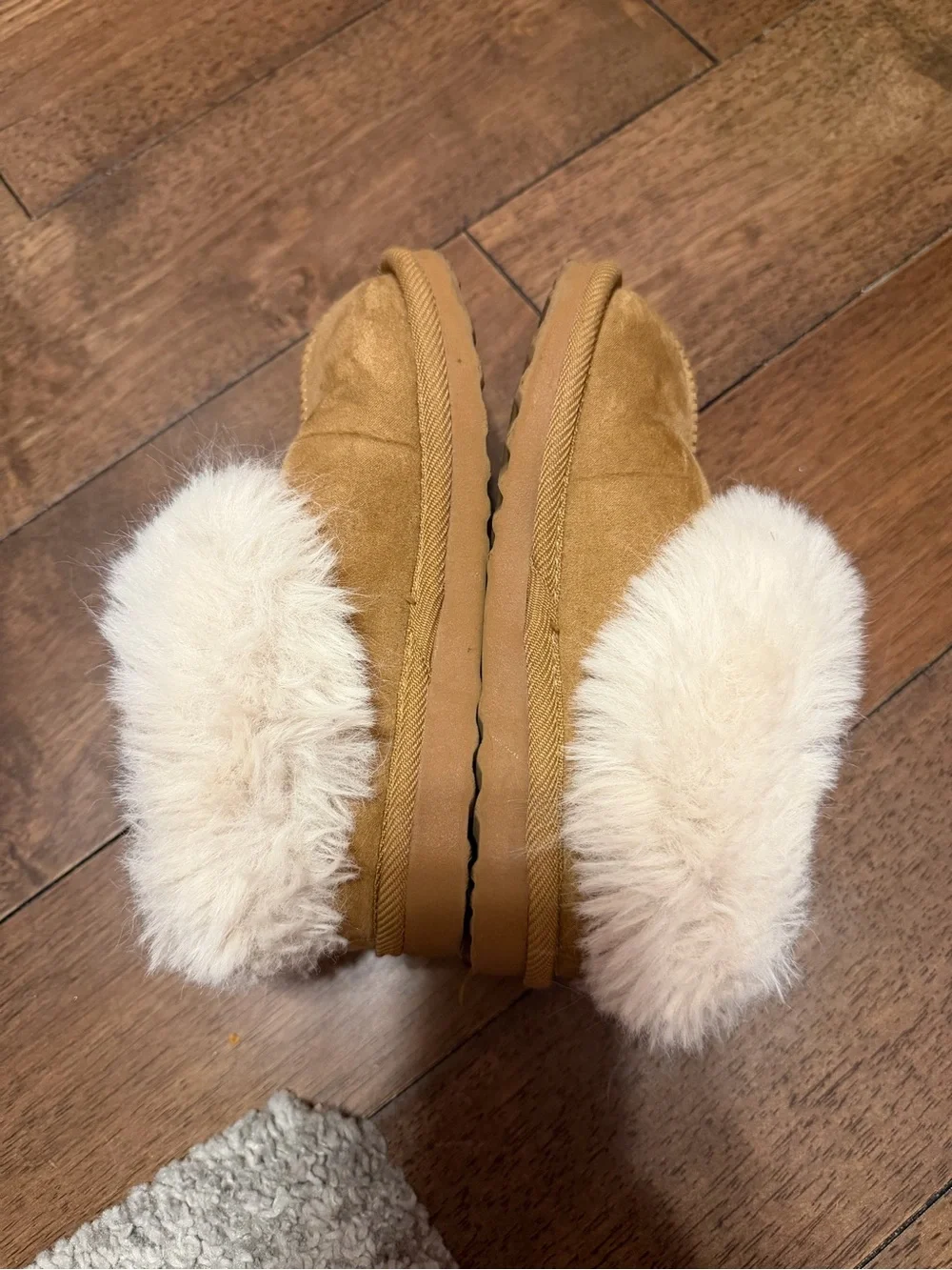 Cozy Tan Kids Faux-Shearling Slipper Boots